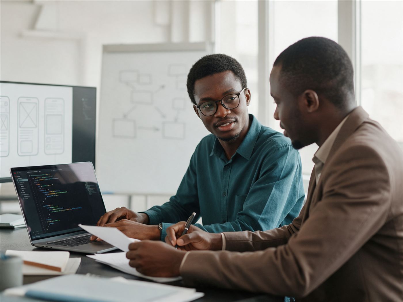 A Nigerian software developer planning a custom system with a client